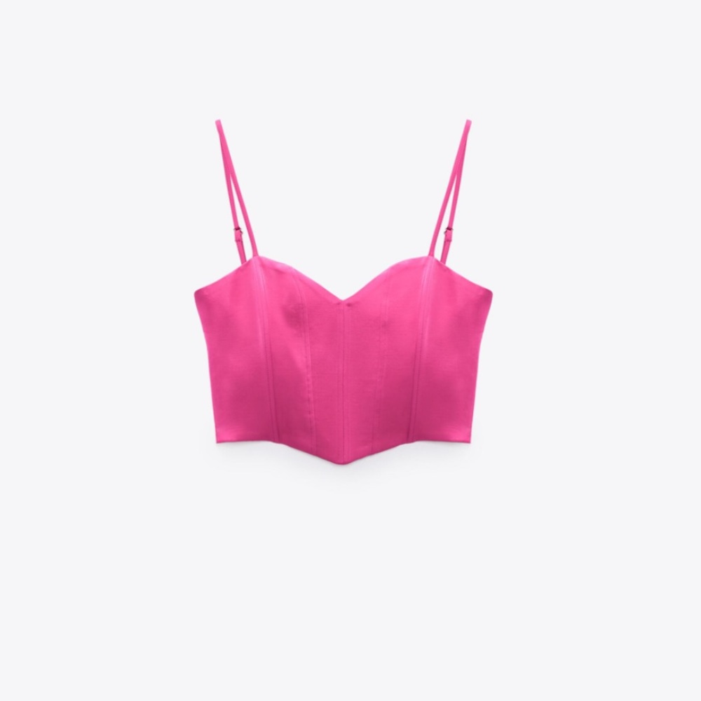 Zara Bustier Crop Top - Hot Pink Size Small